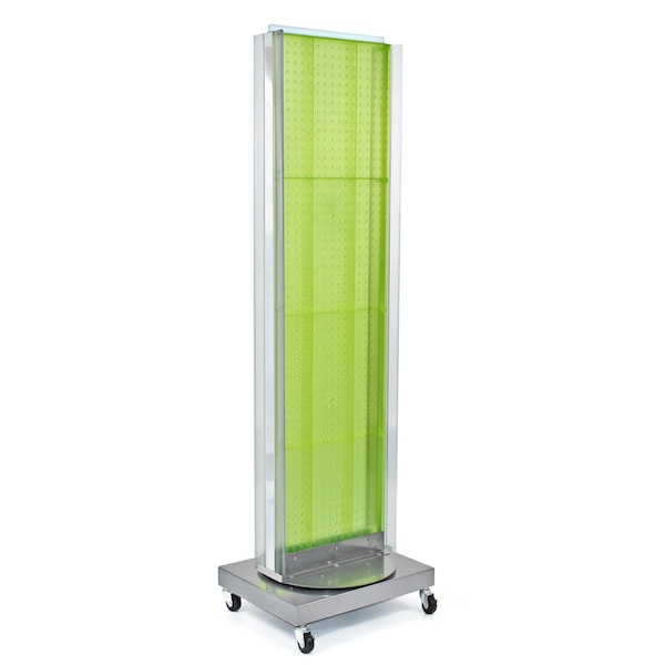 Two-Sided Pegboard Floor Display w/ Two C-Channel Sides on a Revolving Wheeled Base.